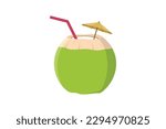Young coconut juice isolated on white background. flat style illustration vector
