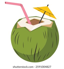 Young Coconut Juice Vector Illustration