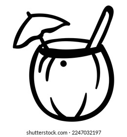 Vector de coco joven. Idóneo para comidas y bebidas, bar cafetería o símbolo o símbolo del icono del restaurante.