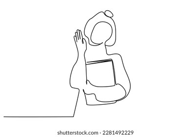 young college female student holding books posing happy