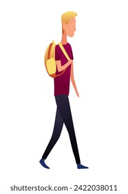 Young college or university student with backpack. Study, education, back to school, knowledge concept. 3d vector people character illustration. Cartoon minimal style