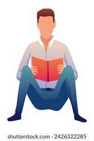 Young college or university student holding book. Study, education, back to school, knowledge concept. 3d vector people character illustration. Cartoon minimal style