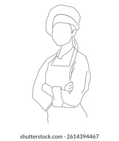 young confident beauty female chef in uniform pose standing