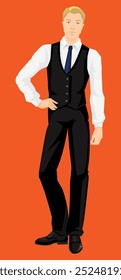 young confident man in a vest