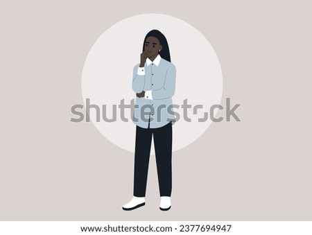 A young contemplative character lost in daydreams, their chin resting on their hand