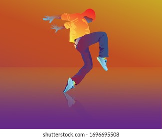 Young cool man dancing hip hop