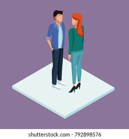Young couple 3d