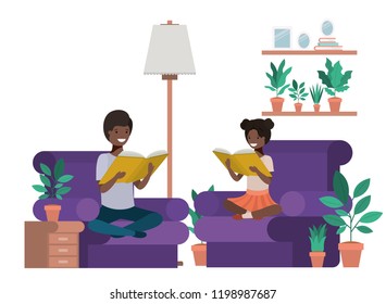 young couple afro in the livingroom avatar character