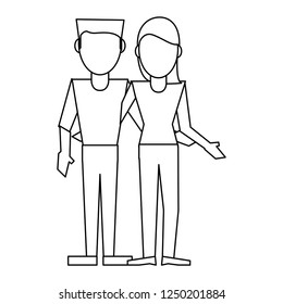 Young couple avatar black and white