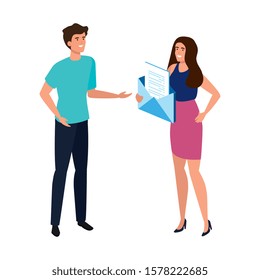 young couple avatar character icon vector illustration design