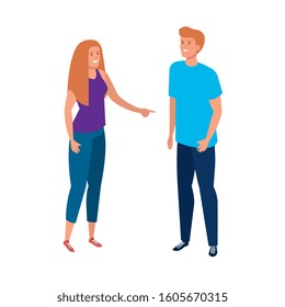 young couple avatar character icon vector illustration design