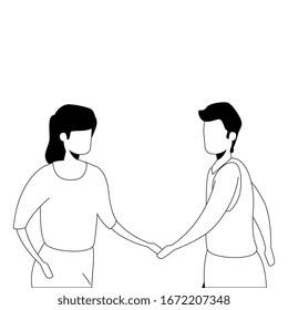 diseño de ilustración vectorial de icono de avatar de pareja joven