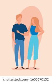 young couple avatar character icons vector illustration design