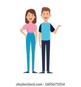 young couple avatar character icons vector illustration design