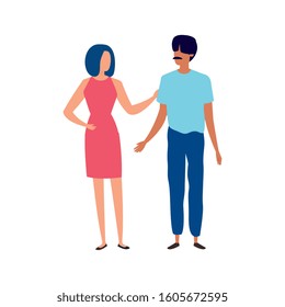 young couple avatar character icons vector illustration design