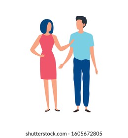 young couple avatar character icons vector illustration design