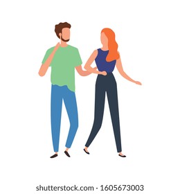 young couple avatar character icons vector illustration design