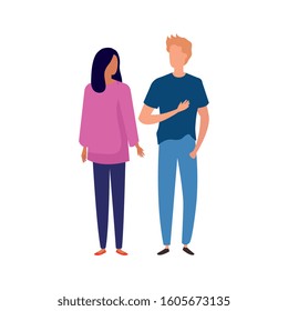 young couple avatar character icons vector illustration design