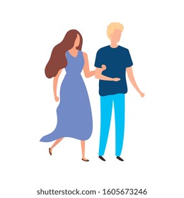 young couple avatar character icons vector illustration design