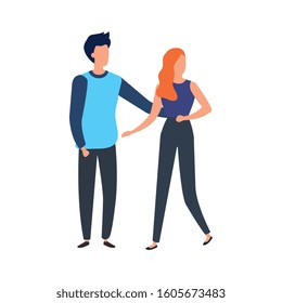 young couple avatar character icons vector illustration design