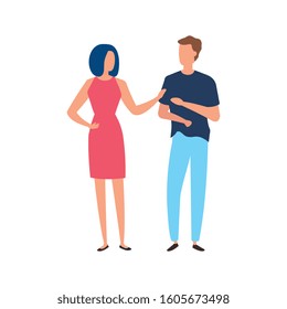 young couple avatar character icons vector illustration design