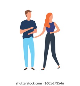 young couple avatar character icons vector illustration design