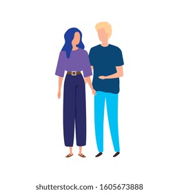 young couple avatar character icons vector illustration design