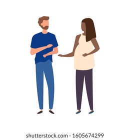young couple avatar character icons vector illustration design