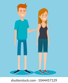 young couple avatars characters