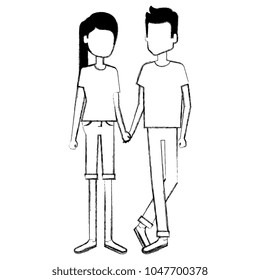 young couple avatars characters