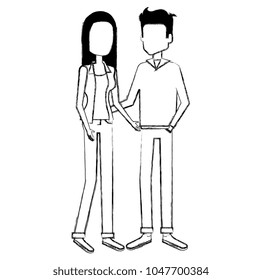 young couple avatars characters