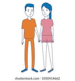 young couple avatars characters
