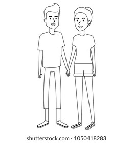 young couple avatars characters