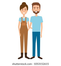 young couple avatars characters