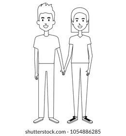 young couple avatars characters