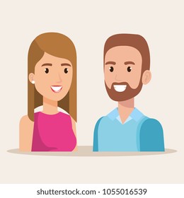 young couple avatars characters