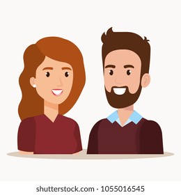 young couple avatars characters