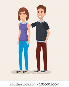 young couple avatars characters