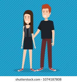 young couple avatars characters