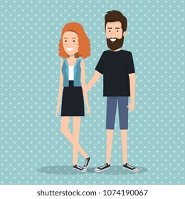 young couple avatars characters