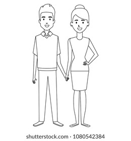young couple avatars characters