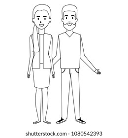 young couple avatars characters