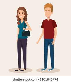 young couple avatars characters