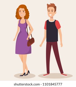 young couple avatars characters