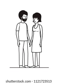 young couple avatars characters