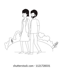 young couple avatars characters
