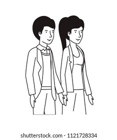 young couple avatars characters