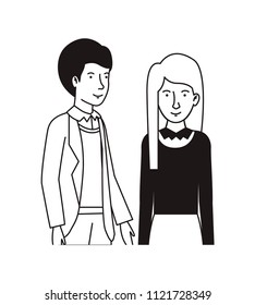 young couple avatars characters