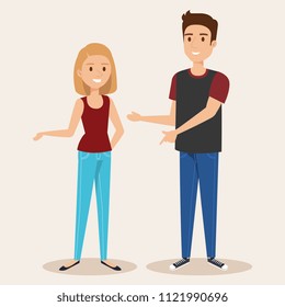 young couple avatars characters