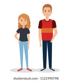 young couple avatars characters